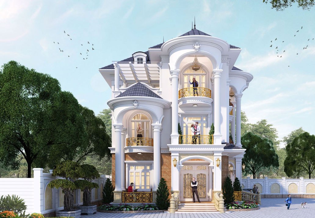 chọn sơn bả cho thiết kế biệt thự tân cổ điển